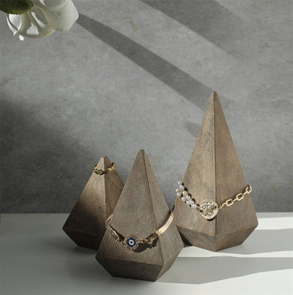 4" Natural Solid Wood Pyramid Decorative Sculpture