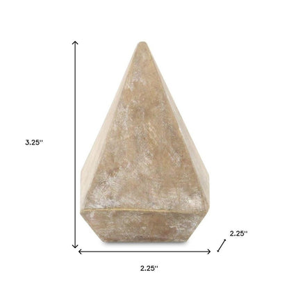 3" Brown Solid Wood Pyramid Decorative Sculpture