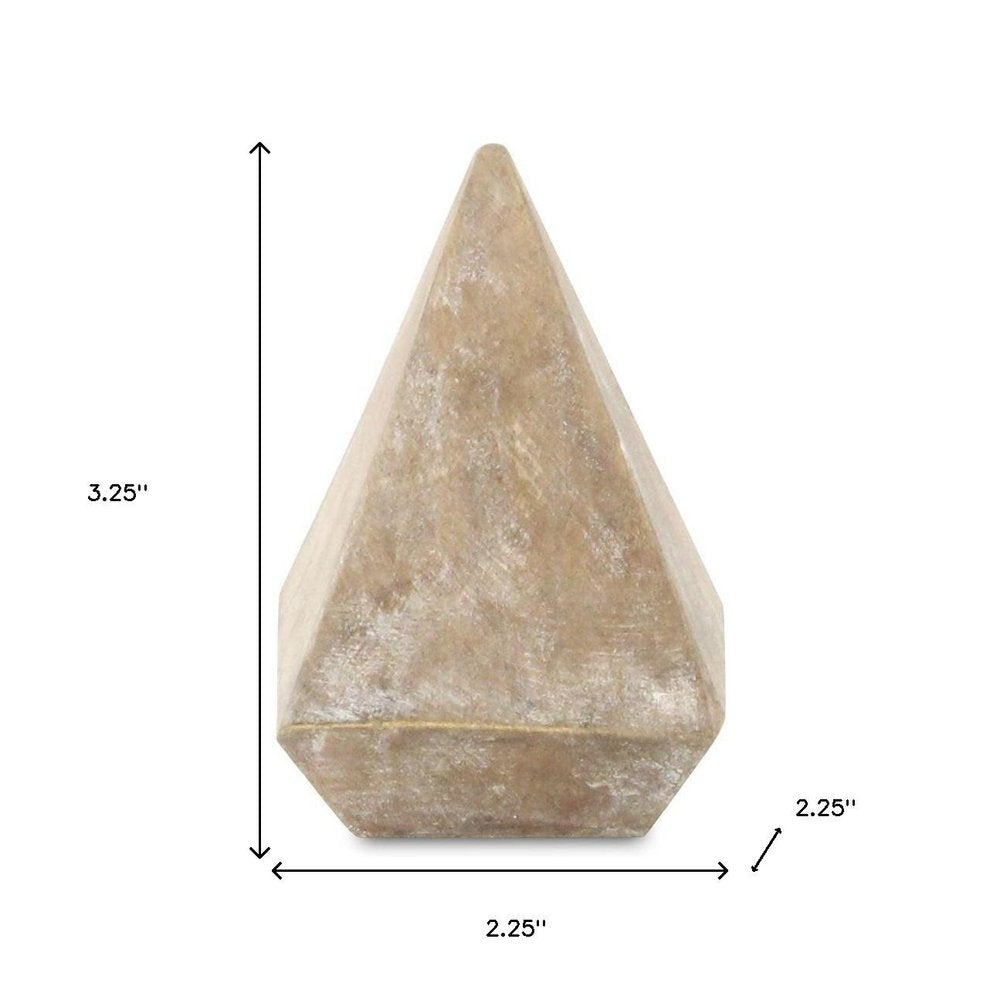 3" Brown Solid Wood Pyramid Decorative Sculpture