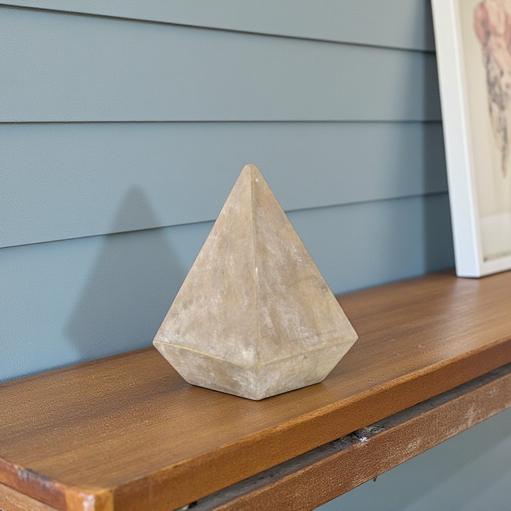 3" Brown Solid Wood Pyramid Decorative Sculpture