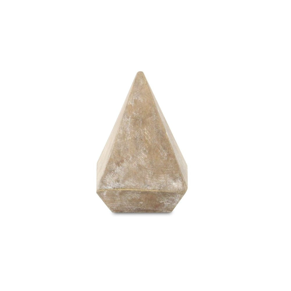 3" Brown Solid Wood Pyramid Decorative Sculpture