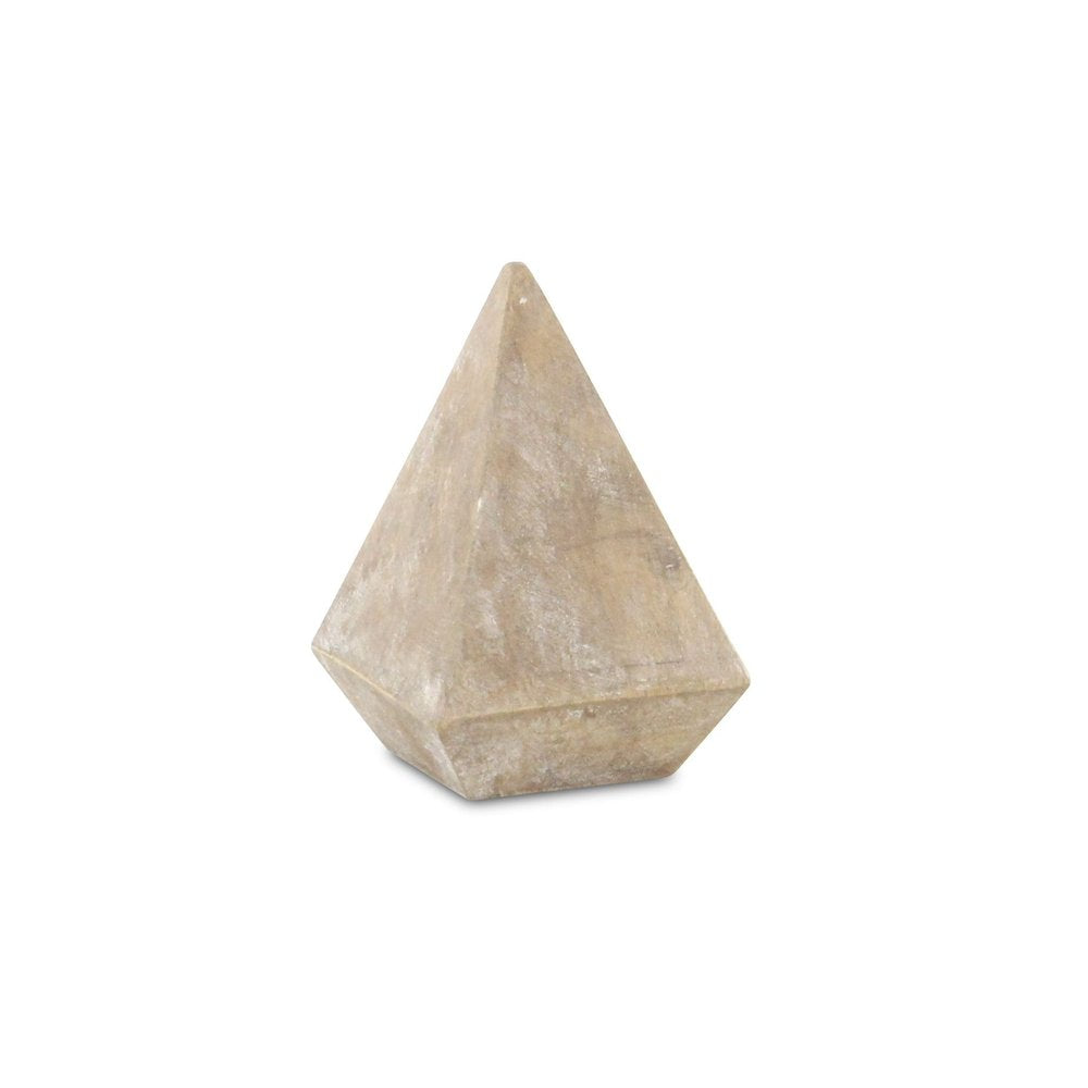 3" Brown Solid Wood Pyramid Decorative Sculpture