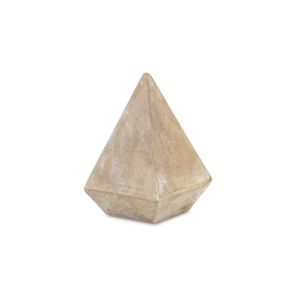 3" Brown Solid Wood Pyramid Decorative Sculpture