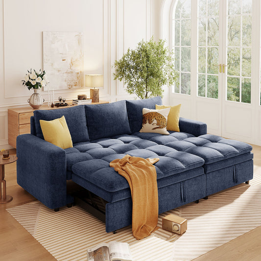 Soft Upholstered Sectional Sofa Bed with Storage Space