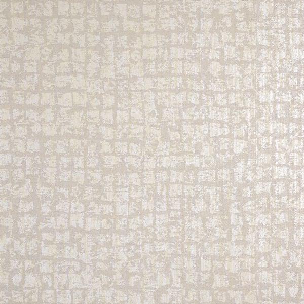 Beige textured wallpaper with a cream-taupe irregular grid of brush-stroke marks, subtle wall decor.
