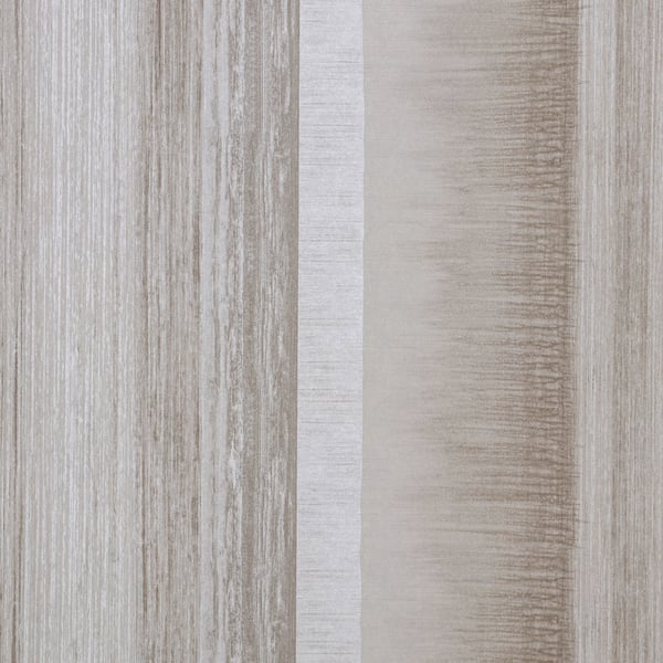 Neutral grey striped wallpaper with a subtle texture in silver tones.