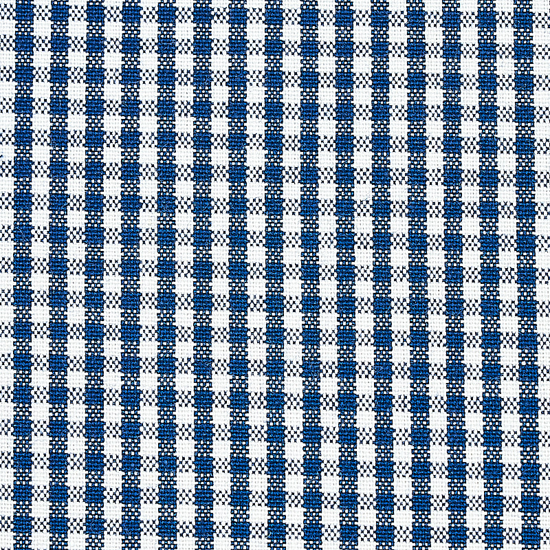 Navy blue cotton check-patterned woven fabric with a textured weave, ideal for upholstery or crafts.