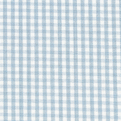 Light blue and white gingham-like woven fabric with tiny checks, ideal for shirts or home linens.