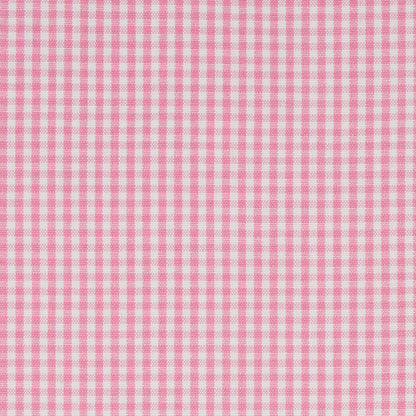 Pink and white gingham fabric with small checks; cotton weave, casual versatile cloth for dresses, napkins, crafts