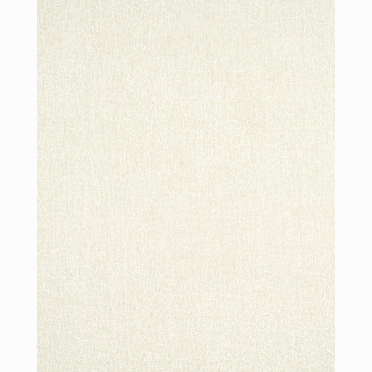 Creamy beige embroidered fabric with a subtle vermicelli stitch pattern; suitable for upholstery or wallpaper.