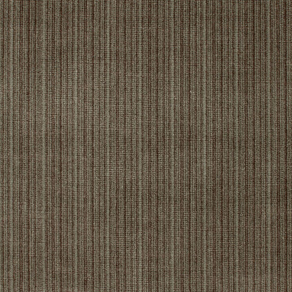 Brown striped velvet with antique strie pattern; vertical tan and chocolate lines.