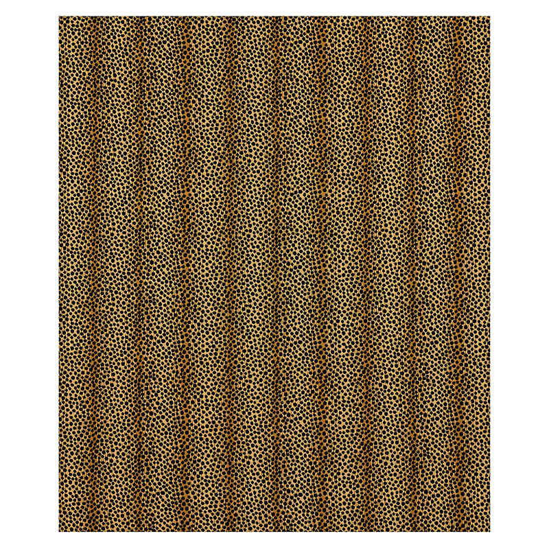 Leopard print velvet fabric swatch in warm golden tan with black spots, ideal for apparel and accessories.