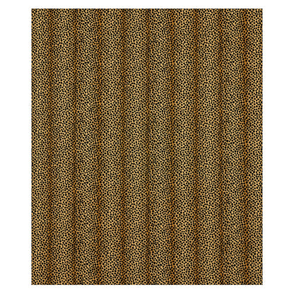 Leopard print velvet fabric swatch in warm golden tan with black spots, ideal for apparel and accessories.