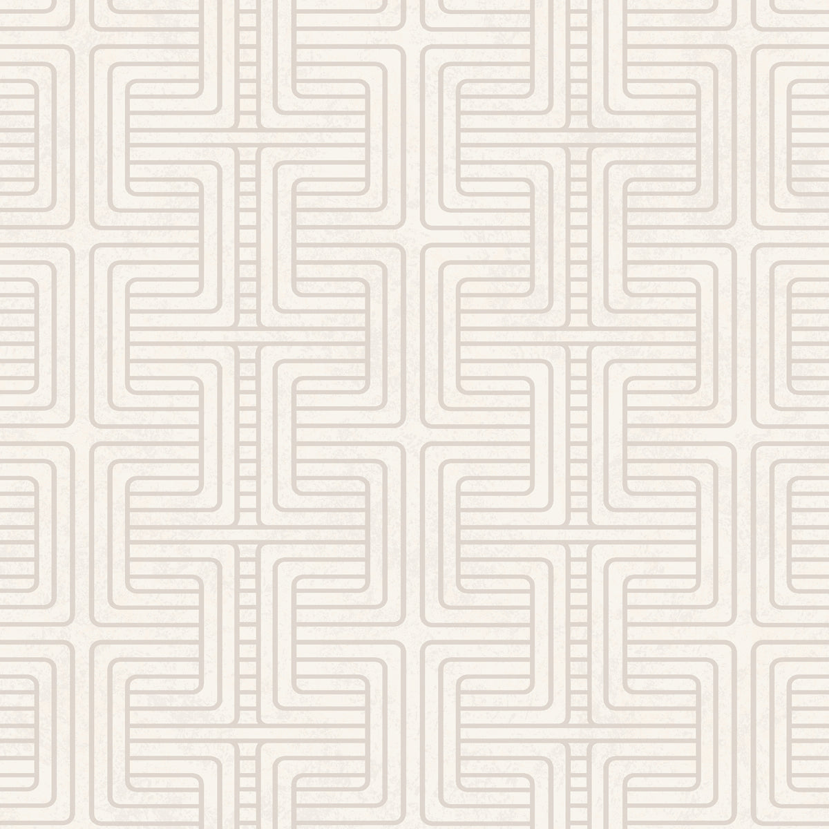 Beige geometric interlocking square maze pattern on cream background.