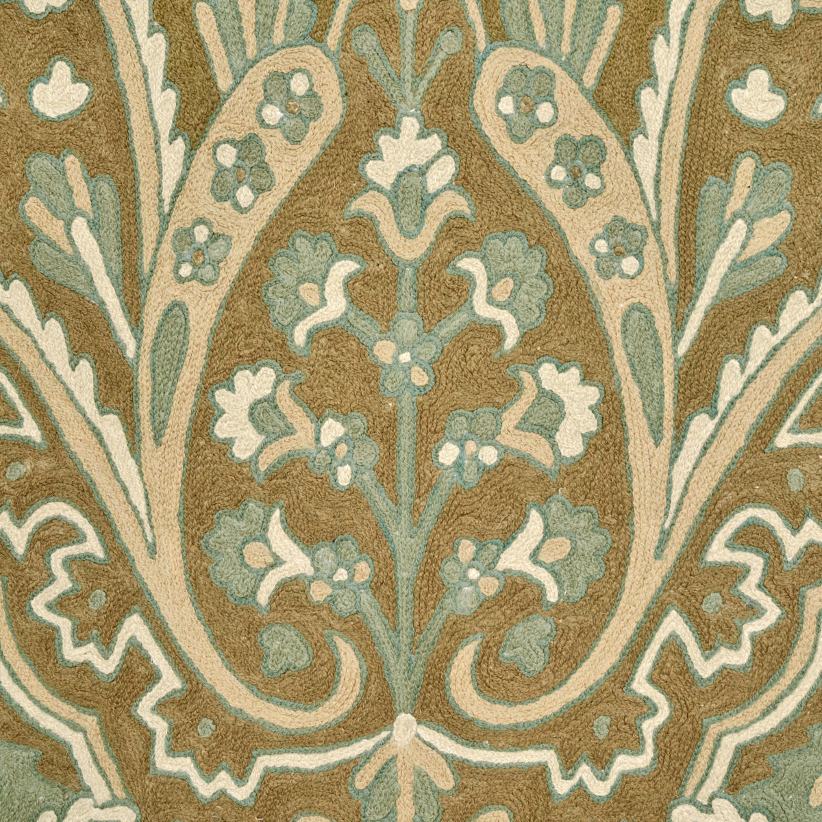 SCHUMACHER  CREWEL COLLECTION Maharajah Crewel Embroidery WOVEN WOVEN VERDIGRIS   - 64810