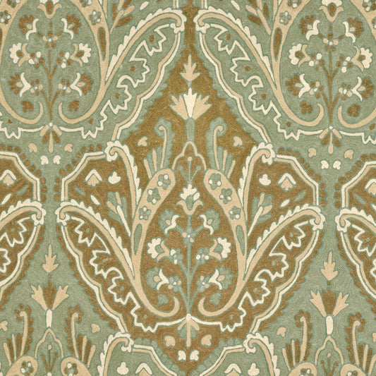 SCHUMACHER  CREWEL COLLECTION Maharajah Crewel Embroidery WOVEN WOVEN VERDIGRIS   - 64810