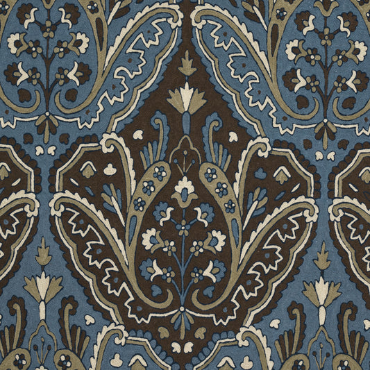 SCHUMACHER  CREWEL COLLECTION Maharajah Crewel Embroidery WOVEN WOVEN INDIGO   - 64812