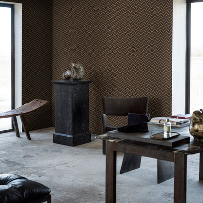 SCHUMACHER  Borastapeter CHEVRON DOTS   BROWN , GOLD   - 6482