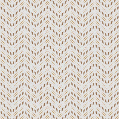 Beige background with brown teardrop-shaped dots forming a repeating wavy chevron pattern.