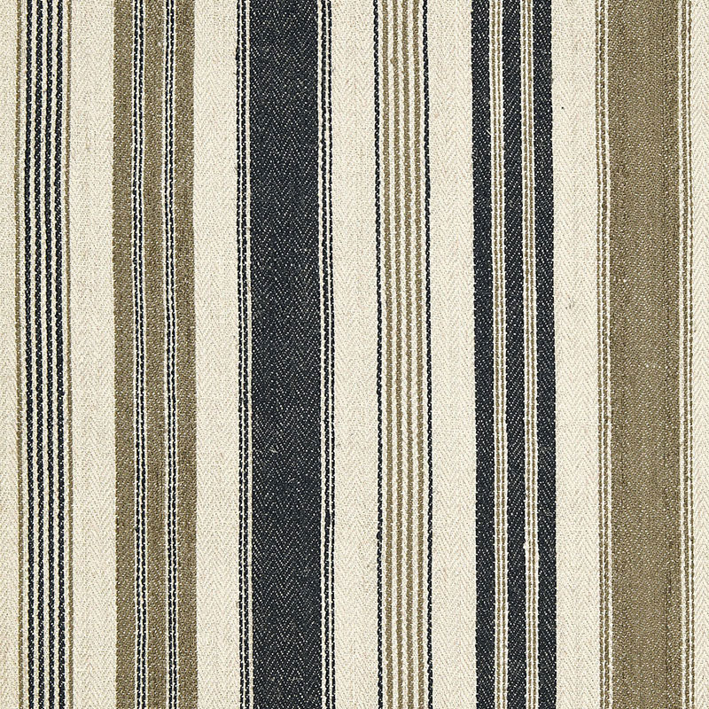 SCHUMACHER  AU NATUREL MONTAUBAN STRIPE PATTERN WOVENS,HIGH PERFORMANCE PATTERN WOVENS,HIGH PERFORMANCE NOIR / TOBACCO   - 65172