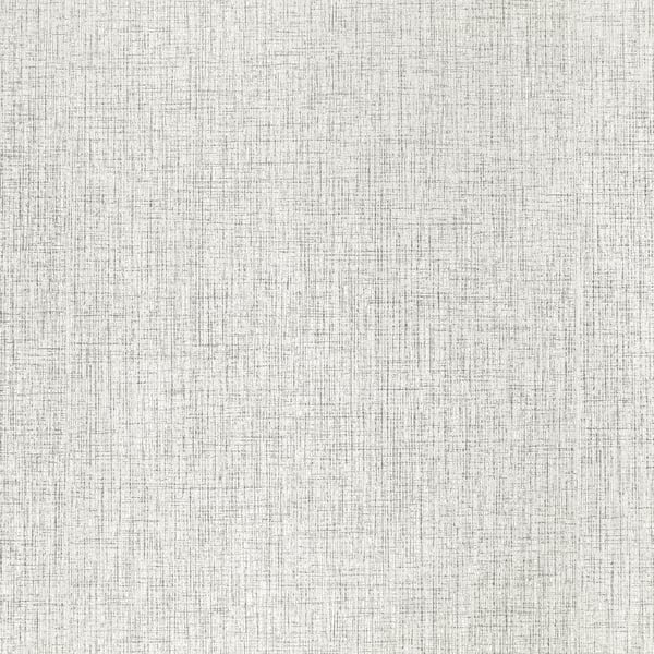 Beige-gray linen-textured wallpaper swatch with a subtle crosshatch pattern.