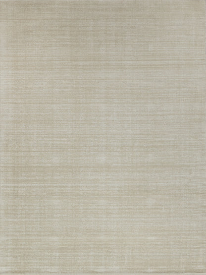 Beige rectangular area rug with soft woven texture and subtle horizontal striations.