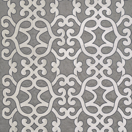 SCHUMACHER  AU NATUREL AMBOISE LINEN EMBROIDERY EMBROIDERIES EMBROIDERIES ZINC   - 65180