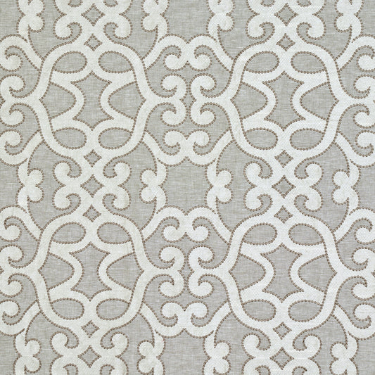 SCHUMACHER  AU NATUREL AMBOISE LINEN EMBROIDERY PATTERNED WOVENS PATTERNED WOVENS OYSTER   - 65182