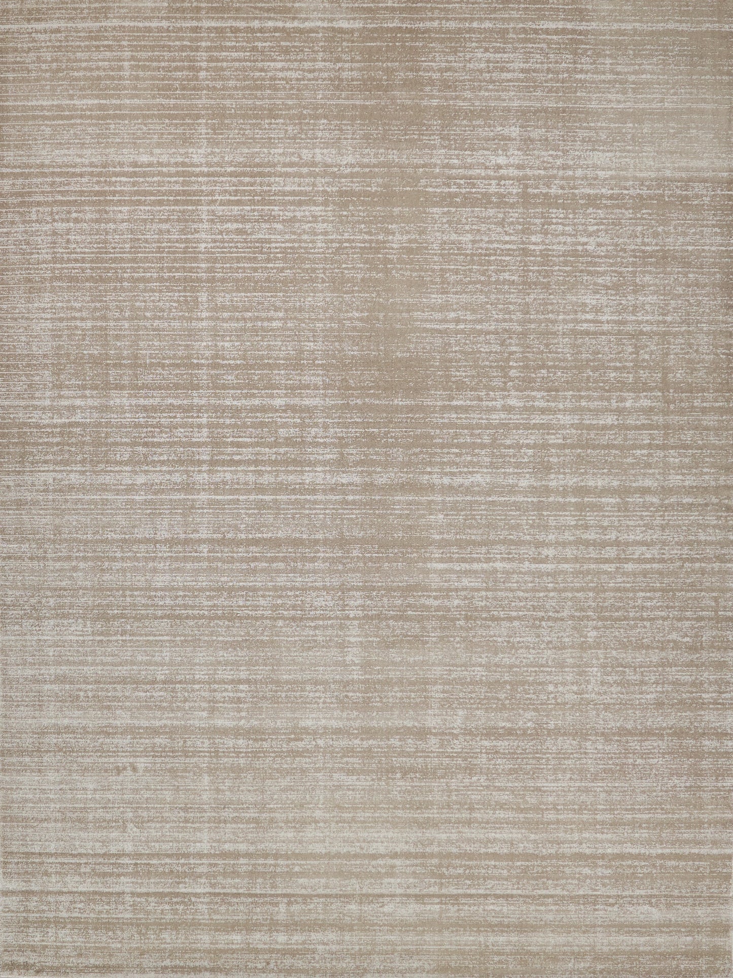 Beige-tan textured area rug with subtle horizontal stripes and a distressed brushed finish.