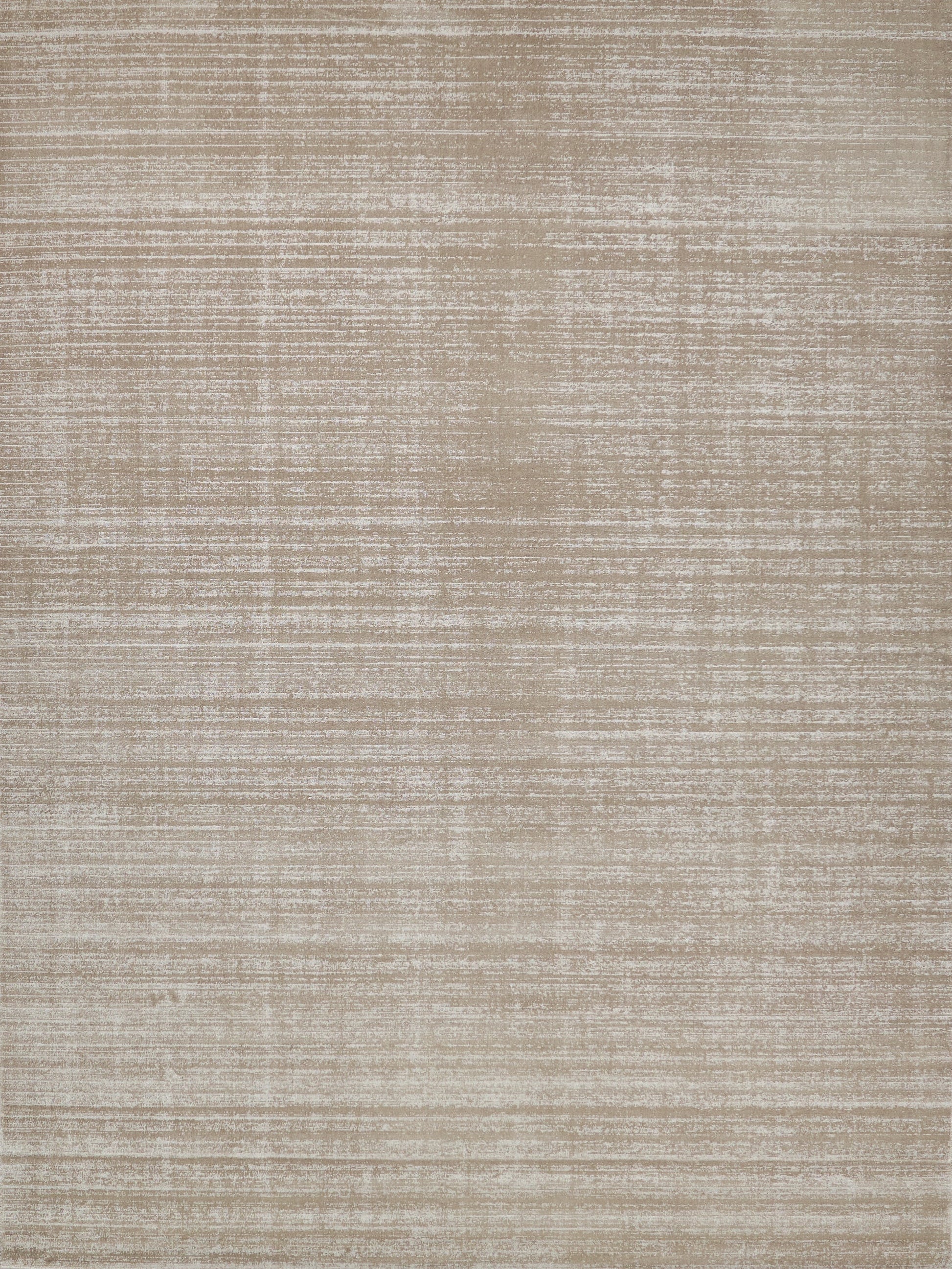 Beige-tan textured area rug with subtle horizontal stripes and a distressed brushed finish.