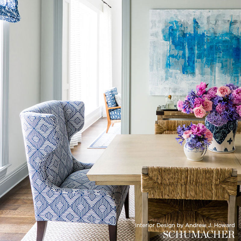 SCHUMACHER  TRINA TURK AMAZING MAZE INDOOR/OUTDOOR INDOOR/OUTDOOR,HIGH PERFORMANCE,PATTERN WOVENS INDOOR/OUTDOOR,HIGH PERFORMANCE,PATTERN WOVENS OCEAN   - 65320