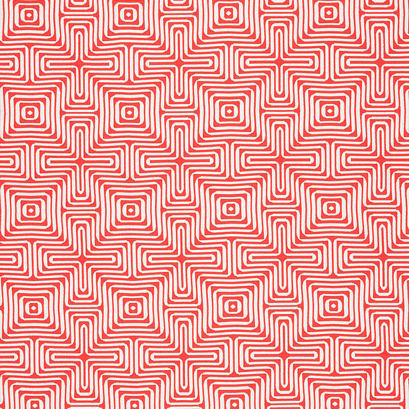 SCHUMACHER  TRINA TURK AMAZING MAZE INDOOR/OUTDOOR INDOOR/OUTDOOR,HIGH PERFORMANCE,PATTERN WOVENS INDOOR/OUTDOOR,HIGH PERFORMANCE,PATTERN WOVENS CORAL   - 65324