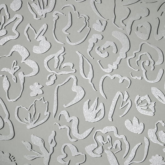 Galerie Wallcoverings Salt Operatic Flowers Galerie Wallcoverings  Silver Grey   - GH65332-23
