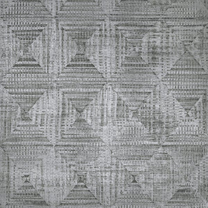 Gray geometric diamond wallpaper with a woven texture, contemporary wall decor.