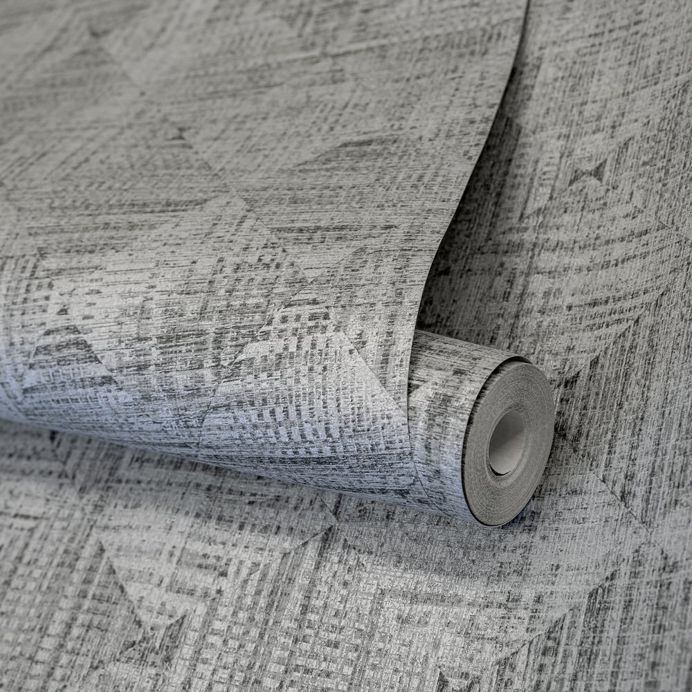 Geometric Diamond Pepper GH65347-23 wallpaper with textured diamond weave pattern, non-woven designer wallcovering for modern accent walls and interiors