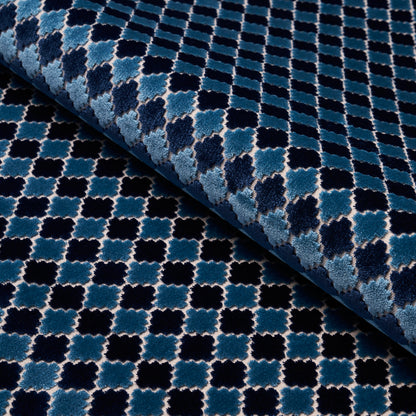SCHUMACHER  CUT & PATTERNED VELVETS MARRAKESH VELVET VELVETS,CUT VELVET VELVETS,CUT VELVET INDIGO   - 65645