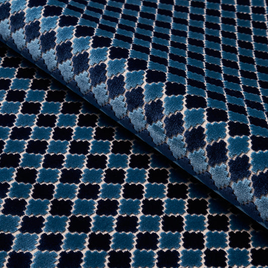 SCHUMACHER  CUT & PATTERNED VELVETS MARRAKESH VELVET VELVETS,CUT VELVET VELVETS,CUT VELVET INDIGO   - 65645