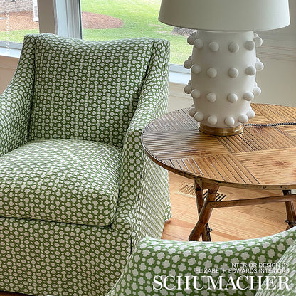 SCHUMACHER FABRIC  ESSENTIALS: SMALL-SCALE UPHOLSTERY I BETWIXT   LEAF/BLANC   - 65688