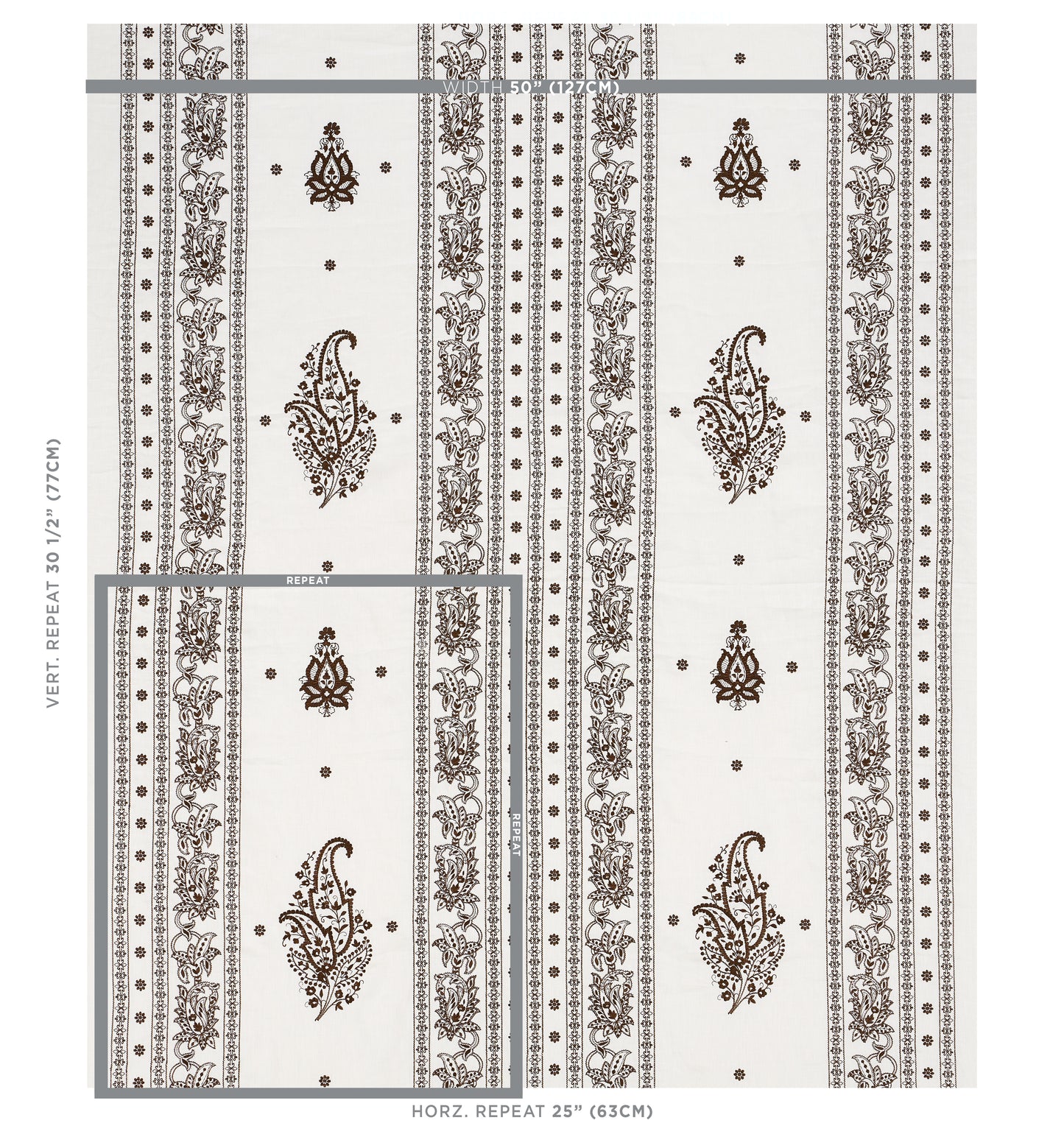 SCHUMACHER  EAST MEETS WEST JAIPUR LINEN EMBROIDERY EMBROIDERIES EMBROIDERIES BROWN   - 65801