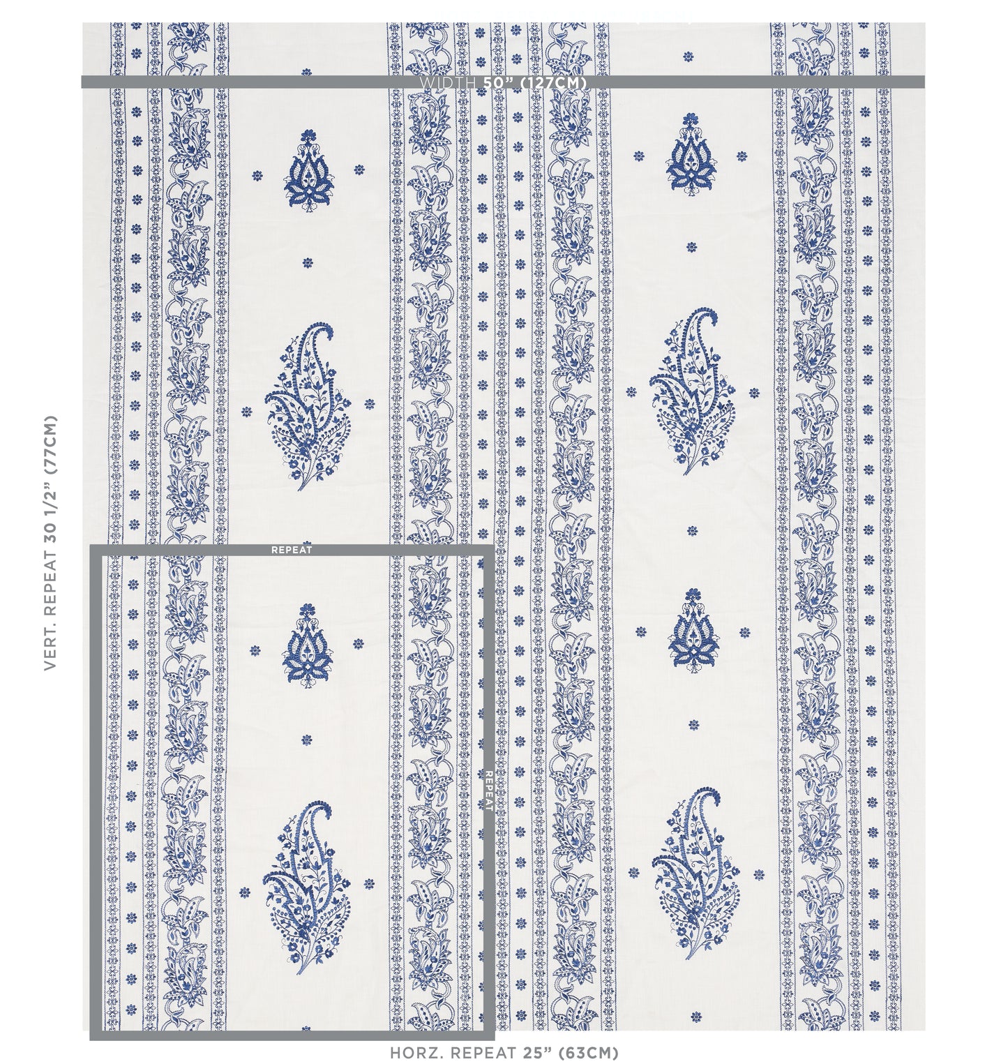 SCHUMACHER  EAST MEETS WEST JAIPUR LINEN EMBROIDERY EMBROIDERIES EMBROIDERIES BLUE   - 65802