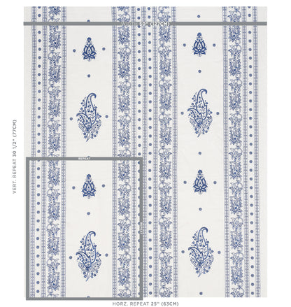 SCHUMACHER  EAST MEETS WEST JAIPUR LINEN EMBROIDERY EMBROIDERIES EMBROIDERIES BLUE   - 65802