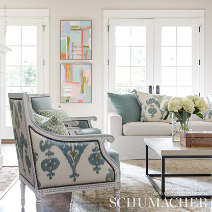 SCHUMACHER FABRIC  OTTOMAN CHIC RAJA EMBROIDERY   SKY   - 65811