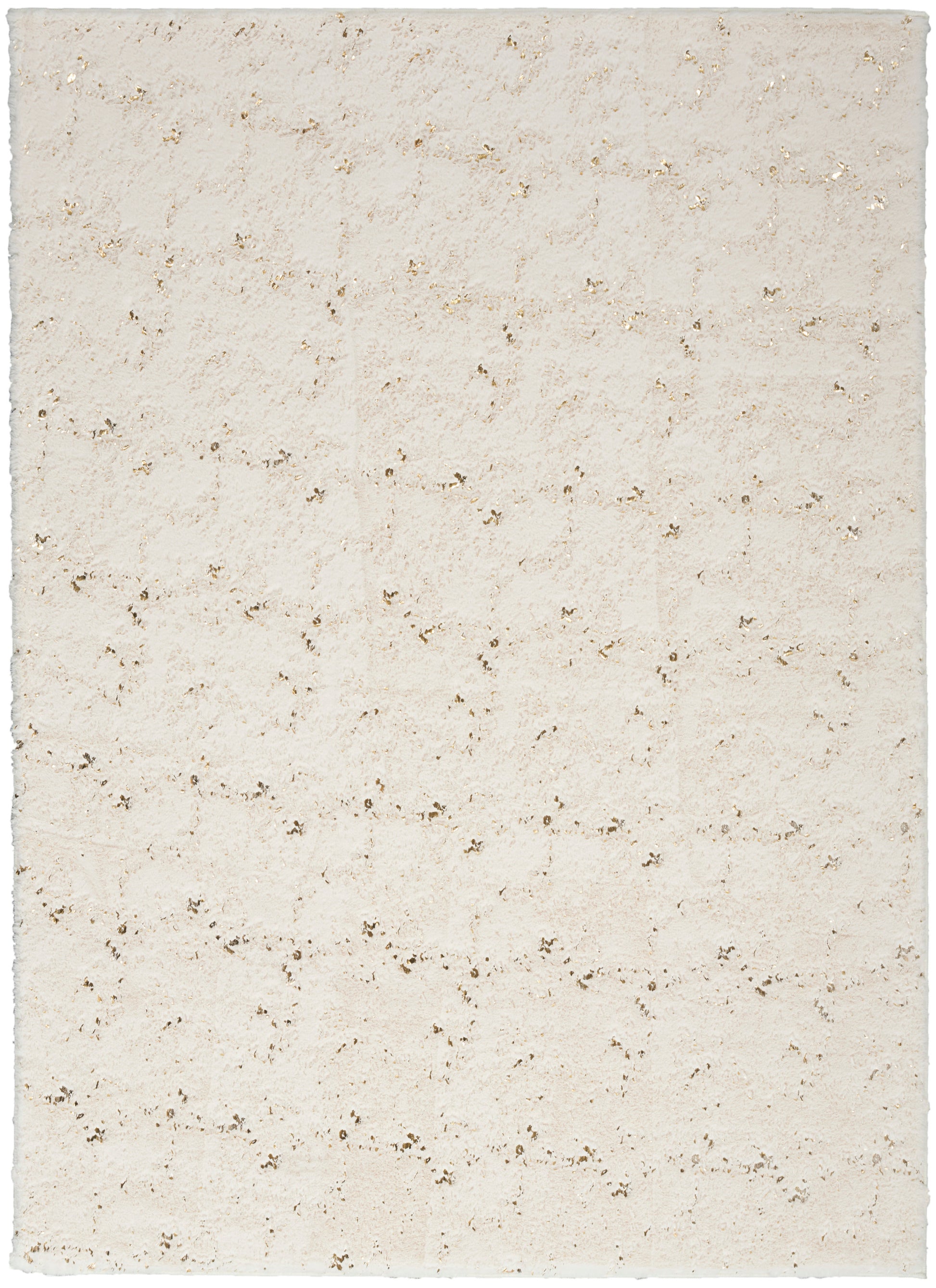 Cream speckled natural fiber rug swatch with rough edges and neutral beige tone.