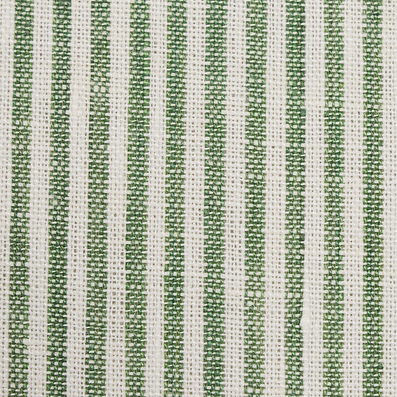 SCHUMACHER FABRIC  NEW TRADITIONAL WESLEY TICKING STRIPE   GREEN   - 65986