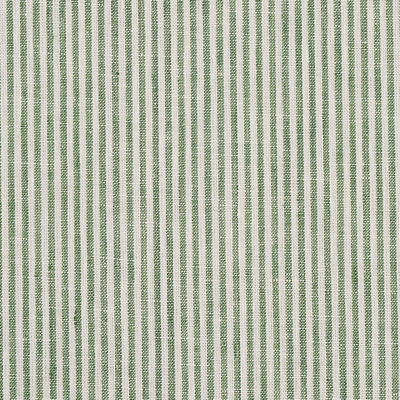 SCHUMACHER FABRIC  NEW TRADITIONAL WESLEY TICKING STRIPE   GREEN   - 65986