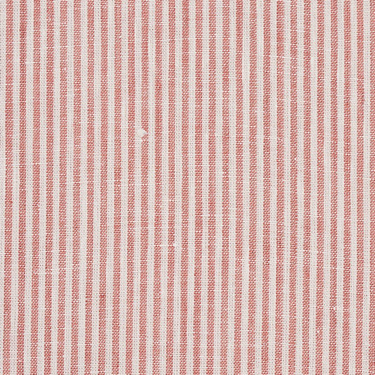 SCHUMACHER  NEW TRADITIONAL WESLEY TICKING STRIPE PATTERN WOVEN PATTERN WOVEN CORAL   - 65988