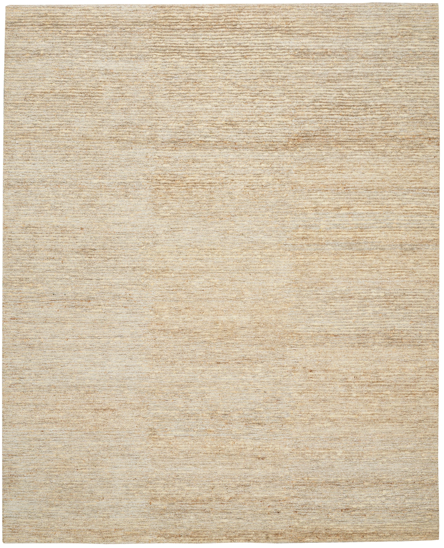 Beige flat-weave rug with subtle horizontal texture and a warm neutral tone for living room floors.