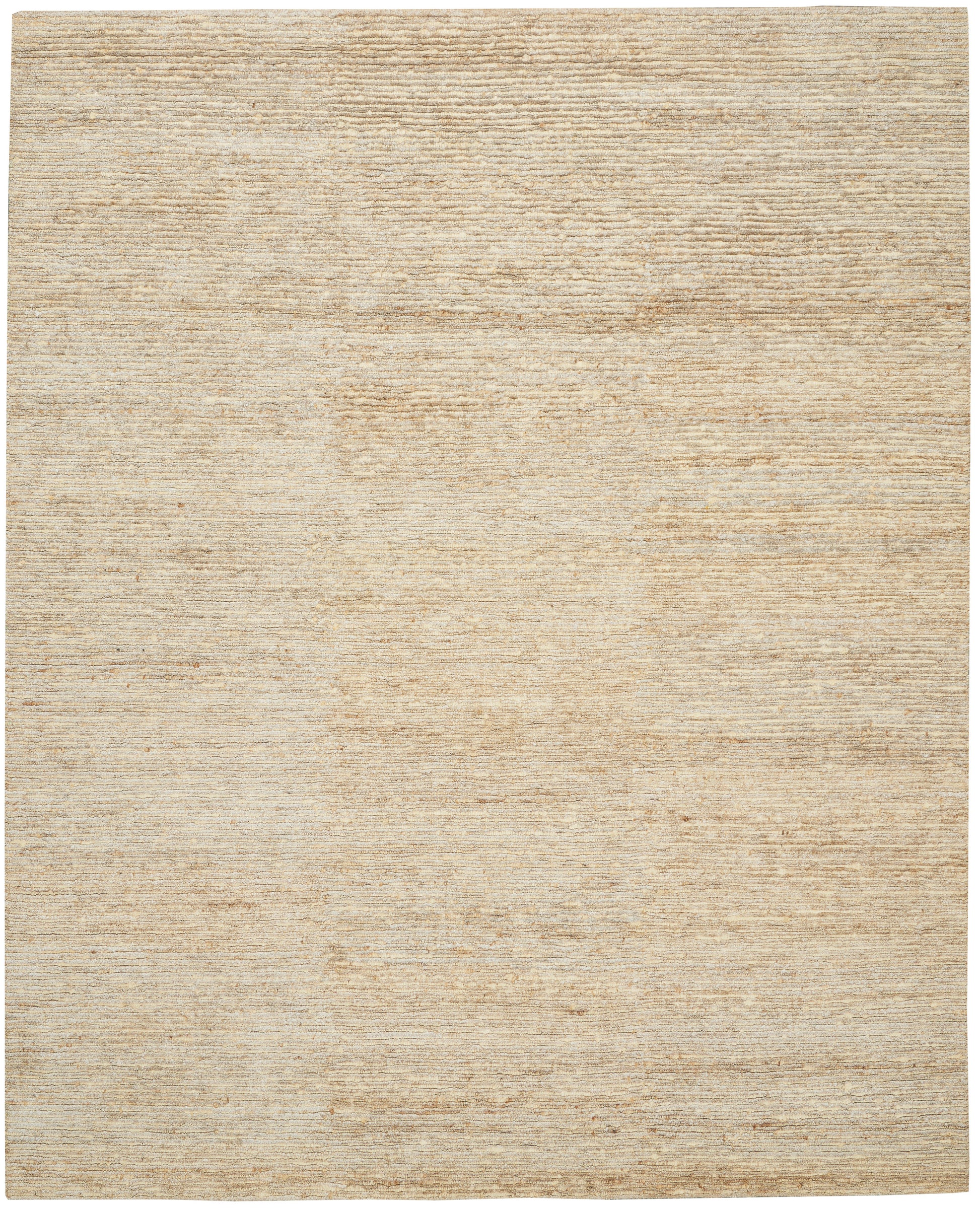Beige flat-weave rug with subtle horizontal texture and a warm neutral tone for living room floors.