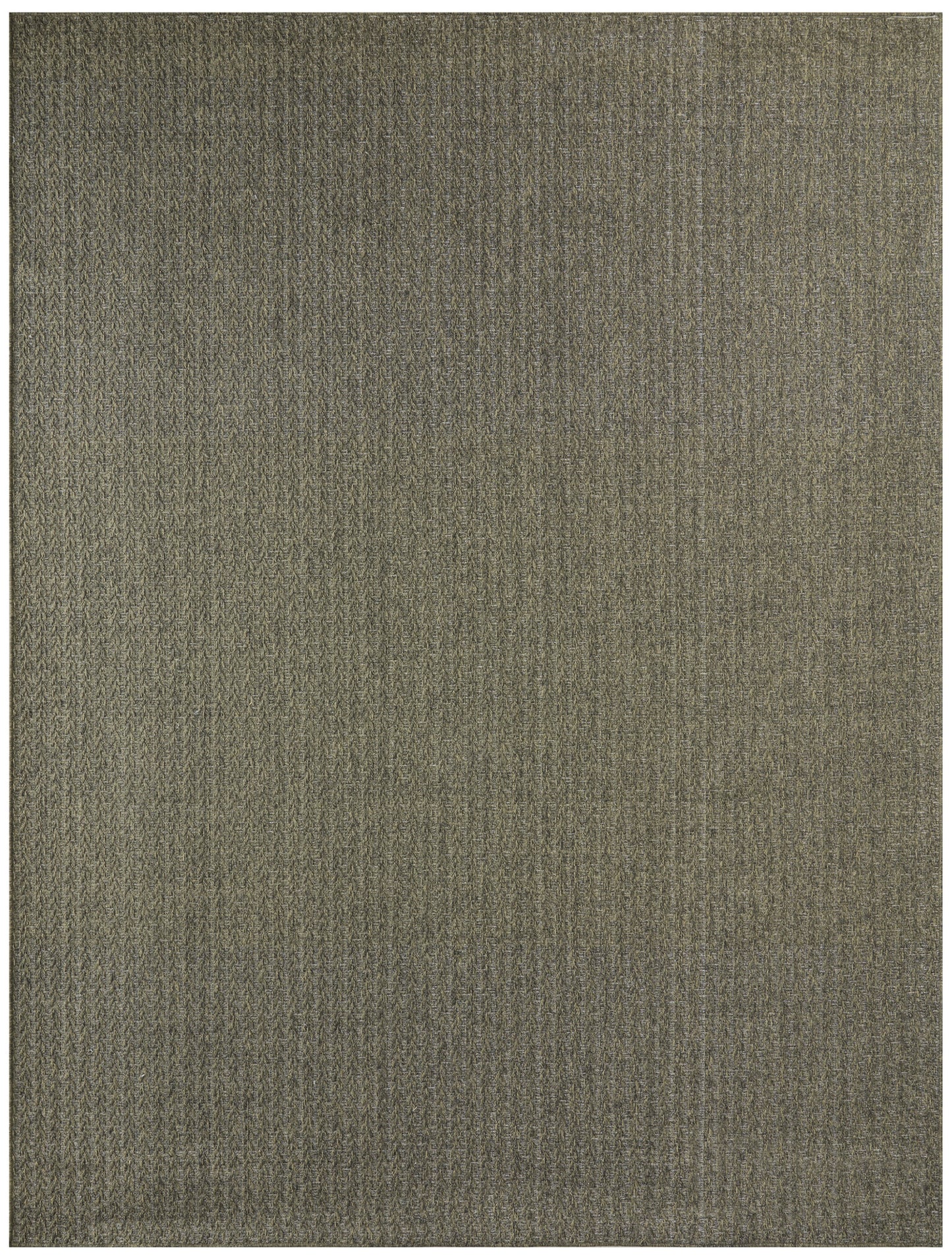 Olive-green woven textured rug with subtle loop pattern, rectangular floor mat.