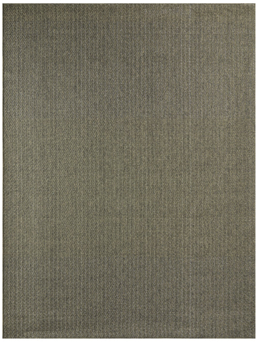 Olive-green woven textured rug with subtle loop pattern, rectangular floor mat.